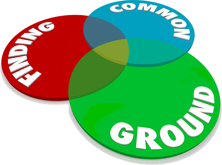 Graphic illustrating how opposing sides in a divorce have common ground, presented by top Edmonton family law lawyer Matthew Pagels to help anyone in Edmonton who wants a free introductory consultation on how to get an affordable divorce or cheap divorce